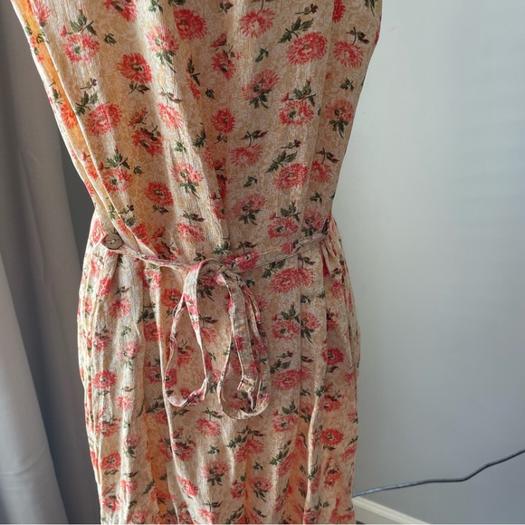 vintage April Cornell Tunic Dress 80s/90s XL/Plus Floral Boho TieBack Sleeveless - Picture 7 of 13